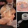 Łańcuch ręczny Headpieces 2 Sztuk Romantyczny Crytal Bransoletka Bridal Darmowa Wysyłka W magazynie Akcesoria ślubne Biżuteria Bridal Real Photo