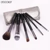 Free Shipping Docolor Make Up Brushes 6pcs/Set High Quality with Leather Case Powder Foundation Eyeshadow Eyebrow Lip Brushes