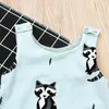 Новорожденных Детская Одежда Cute Baby Romper Лето Без Рукавов Енота Печатный Комбинезон Baby One Piece Костюм Наряды Детская Одежда Хлопок Беби