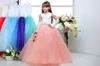 new Ivory top coral/blue buttom tulle flower girl dresses v-neck beading junior bridesmaid dress girls pageant dress girls christmas dress