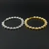 Unisex-Hip-Hop-Bling-Schmuck, 24 Karat echtes Gold vergoldet, Miami-Kubanische Gliederkette, glänzende Kristall-Strass-Armbänder, Armreif