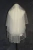 Hot Sell 2T White Ivory Wedding Veil Fingertip Length Pearls Edge Bridal Veil med kam 043