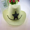 Chapeau de cow-boy occidental en paille pour enfants Chapeau de cow-girl pour enfants avec drapeau américain étoile 10pcs lot250k