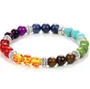 2017 New 7 Chakra Armband Men Black Lava Healing Balance Beads Reiki Buddha Prayer Natural Stone Yoga Armband For Women