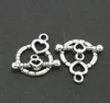 100Sets Silver Plated Toggle Clasp Ring Round Heart Clasps For Jewelry Making Bracelets 14x18mm