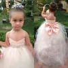 Pageant Dresses For Girls Spaghetti Sleeveless Flower Girl Dresses White Ivory Champagne Kids Ball Gowns Wedding Dress Sash Beading Belt