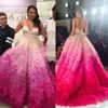 2019 Ombre Robes De Mariée Une Ligne À Volants Décolleté En Coeur Balayage Train Tulle Dos Nu Plus La Taille Robes De Mariée