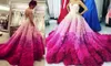 Gorgeous Gradient Fuchsia Suknie Wieczorowe Sexy Spaghetti Puffy Ruffles Kaplica Trian Prom Party Dress Bridal Vestidos Red Carpet Suknia wieczorowa