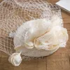Vacker Vintage Frankrike Birdcage Bridal Flower Handgjorda Blommor Fascinator Bride Bröllop Hattar Ansikts Välsaker Kvinnor Mode