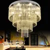 Lampadari di cristallo americani K9 LED Lampadario moderno Luci Apparecchio Cerchi multipli Illuminazione interna per la casa Hotel Hall Lobby Parlor Crystal Drop Light