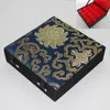 Boutique 16 Grid Silk Brocade Box Wooden Multi Slot Jewelry Storage Case Earrings Rings Pendant Packaging Boxes Wedding Party Gifts