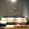 Partihandel-2021 Real 3D Wall Clock DIY Stor storlek Spegel Klistermärken Dekorativ Heminredning Duvar Saati Brief Reloj Living Room1 Klockor