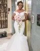 Rich African Mermaid Cheap Wedding Dresses Sexy Backless Off Shoulder Lace Black Girl Applique Sweep Train Boho Wedding Dress Brid8758865