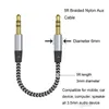 Bil AUDIO AUX EXTENTION CABLE Nylon flätad 3FT 1M Wired Auxiliary Stereo Jack 3.5mm Manlig ledning för mobiltelefon, dator, högtalare