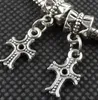 100 stks Gemengde Tibetaanse zilveren legering Cross Charms Hanger Dangle Beads Fit Europese Sieraden Maken Armband