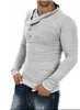 Automne hommes 100% coton bouton Oblique col T-Shirt mode hommes à manches longues t-shirts coupe ajustée T-Shirt solide Tee202Y