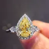 Liefde Vrouwen Ring Trend Peer Belofte 3ct Yellow Diamond Engagement Solid 925 Sterling Verzilverd Wit Goud Vrouw Trouwringen J2866