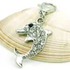 Zupełnie nowe modne uroki Dangle Rhinestone Dolphin Animals Charms with Hombster Clap