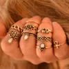 Idealway 10pcs/set Fashion Vintage Rhinestone Hollow Out Knuckle Nail Midi Ring Set sieraden