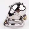 Dispositivo de castidade masculino com design de trava dupla em aço inoxidável gaiola de castidade de metal com trava de pênis anel de castidade brinquedos sexuais para homens
