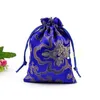 Pas cher riche fleur pochette petit cordon soie Satin sacs bijoux bibelot cadeau pochettes chinois emballage pièce pochette en gros 50 pcs/lot