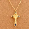 5Colors Enamel Cristo Redentor Benedict Medal Crucifix Pendant Necklaces 24 inches Chains Gold Catholicism Plated Cross N1670-G 20pcs/lot