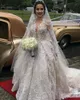 Dresses Gorgeous Full Lace Ball Gown Wedding Dresses With Deep V Neck Illusion 3D Appliques Long Sleeves Wedding Gowns Sexy Back Bridal Ve