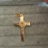 Damskie Męskie Krzyż Naszyjnik z łańcuchem Pozłacane Antyczne Cross Crucyfix Jezus Naszyjnik 55 cm Długi Łańcuch