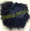 Afro Kinky Puff自然な髪の描いた髪の描くポニーテールの延長100％バージンポニーテールヘア本物の自然な髪Ponytailヘアージェットブラック
