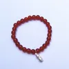 Red circular natural agate beads 27 + 925 pure silver peanut bracelet