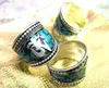 Old Tibet Silver Turquoise Ring Buddhism Religion Om Mani Padme Hum Mantra