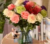 25 stks / partij Decor Rose Artificial Flowers Silk Flowers Floral Latex Real Touch Rose Wedding Bouquet Home Party Design Flowers