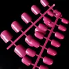 Wholesale- 24pcs/kit Flat Candy Fake Nails Dark Purple Red Medium Nail Art Decoration Tips Carnival Colorful Press On Nails 369