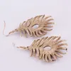 2017 new Trendy Multicolor Rhinestone Peacock Feather Shape Gold Color Zinc Alloy New Designer Drop Earrings free shipping