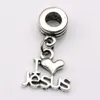 MIC 50pcs lot Dangle Ancient silver I Love Jesus Religious Charm Big Hole Beads Fit European Charm Bracelet Jewelry 2298v