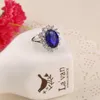 Anello di fidanzamento con zaffiro blu per matrimonio britannico di lusso Kate Princess Diana William Set puro solido 238Z