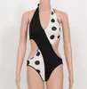 Hot sale bikini bodysuit Sexy Double color swimsuit Backless Swimwear Women Bathing suit Beachwear Monokini bather gift