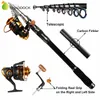 Koolstofvezel telescoop baitcasting hengel gieten draaiende hengel haspeel tas set vis tackle combo