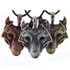 Vintage Silver Norse Vikings Collier loup pour femmes et hommes Goth Animal Pendentif Cuir corde Chaîne autour du cou