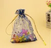 100 pcs / lote Organza sacos lua e estrela cordão bolsas Bagspouches 7x9cm Bolsa de Jóias