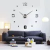 Venta al por mayor-ventas calientes Excelente calidad Diseño grande DIY Espejo 3D Reloj de pared Horas de reloj Decoración de la habitación del hogar Decoración del arte