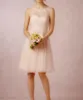 Pełen wdzięku Ivory Tulle Druhna Dresses Sexy Koronki Sheer Illusion V-back Długość kolana Glitz linia Prom Suknia Druhna Dress