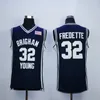 Hommes Brigham Young Cougars Jimmer Fredette College Maillots de basket-ball Vintage White Jersey # 32 Shanghai Sharks Chemises cousues