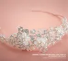 Matrimonio vintage da sposa strass corona diadema perle fascia oro argento fiore floreale copricapo fascia per capelli gioielli moda copricapo accessori testa bling regalo