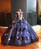 2017 Pretty Fairty Blumenmädchenkleid Stehkragen Langarm 3D-Blumenapplikationen Mädchen-Festzug-Kleider Maßgeschneidertes Blumen-Geburtstagskleid