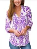 Paisley T-Shirt Women Long Sleeve Shirts Fashion Tops Casual Blouse V Neck Tees Print Plus Size Shirt Floral Blusas Women's Clothing B2983