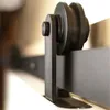 （送料無料）5-8FT素朴な鋼鉄黒トップマウント単一の木製ドアアンティークの滑り納屋のドアハードウェアトラック炭素鋼セット