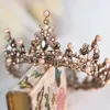 Vintage mariage mariée cristal diadèmes couronnes pleine ronde couronne strass Pageant cheveux accessoires bandeau perles casque bal coiffure