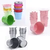 200PCS Metal Wedding Party Shower Present Potted Plants Mini Small Assorted Colored Tin Pails Buckets Bucket Candy Chocolate Box