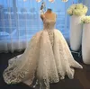 2017 Lace Wedding Dresses With Detachable Train Square Neckline Appliques Wedding Gowns Count Train Sexy Bridal Dress Customized Vestidos